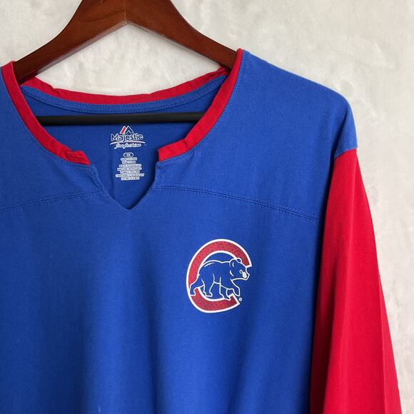 Chicago Cubs MLB Merch Majestic Raglan V Neck Tee 3XL - Picture 3 of 7